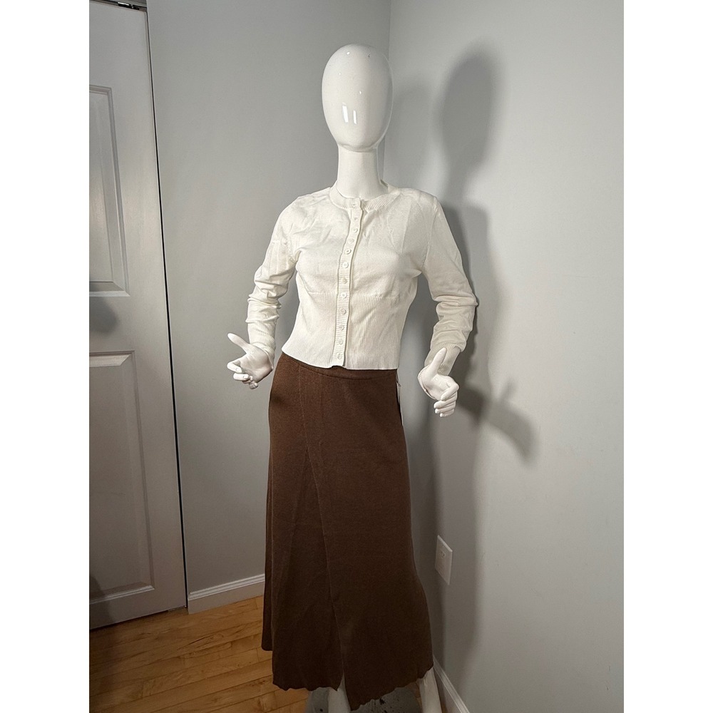 Commense Caramel Slit Maxi‎ Knit Skirt Dark Brown size M - Picture 4 of 6